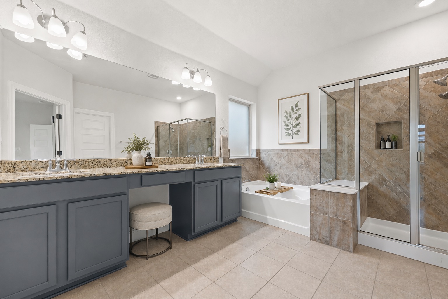 1513 Hinterwald Street Leander, TX 78641 - Photo 10 of 40 a bathroom with a granite countertop tub sink and mirror
