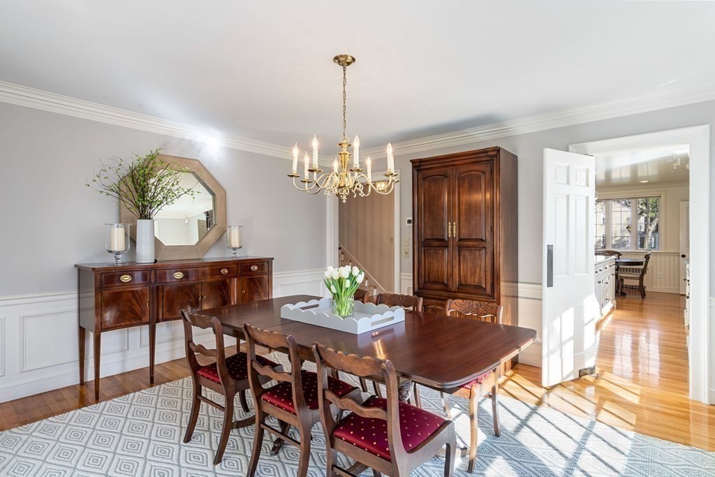 31 Lathrop Road Wellesley, MA 02482 - Photo 11 of 27 a view of a dining room with furniture and chandelier