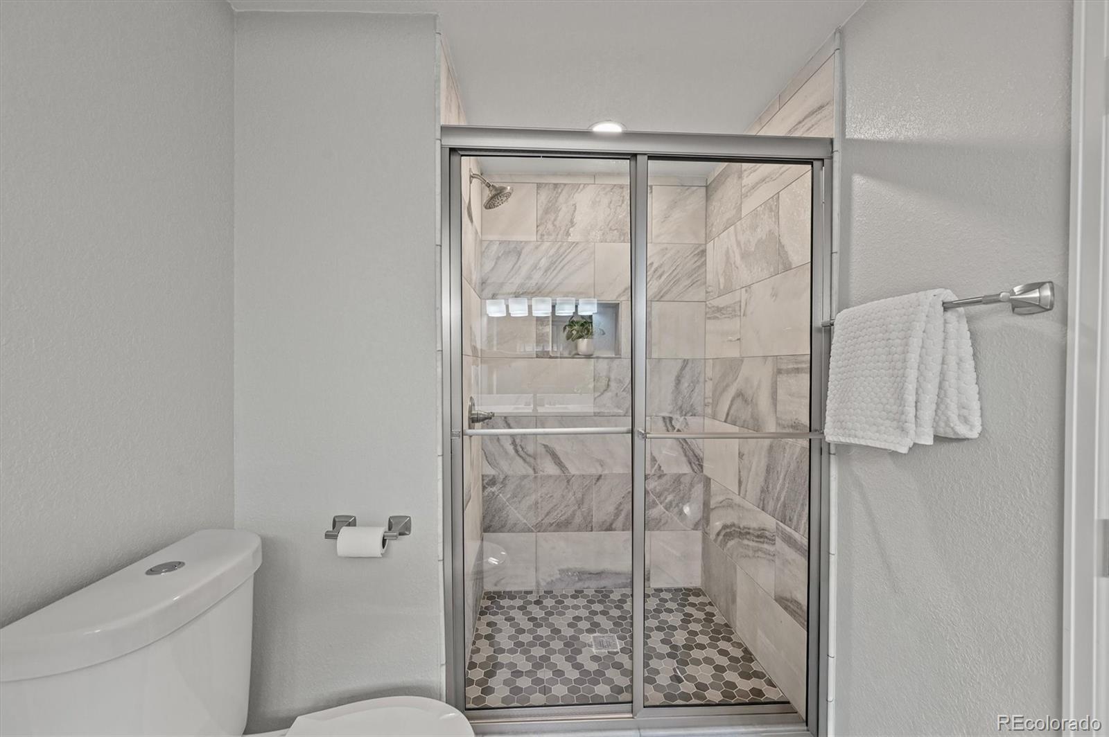 2249 Weatherstone Circle Highlands Ranch, CO 80126 - Photo 39 of 46 a bathroom with a shower and toilet