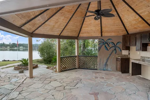 a view of a lake with outdoor space