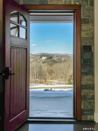 a view of livingroom from bathroom