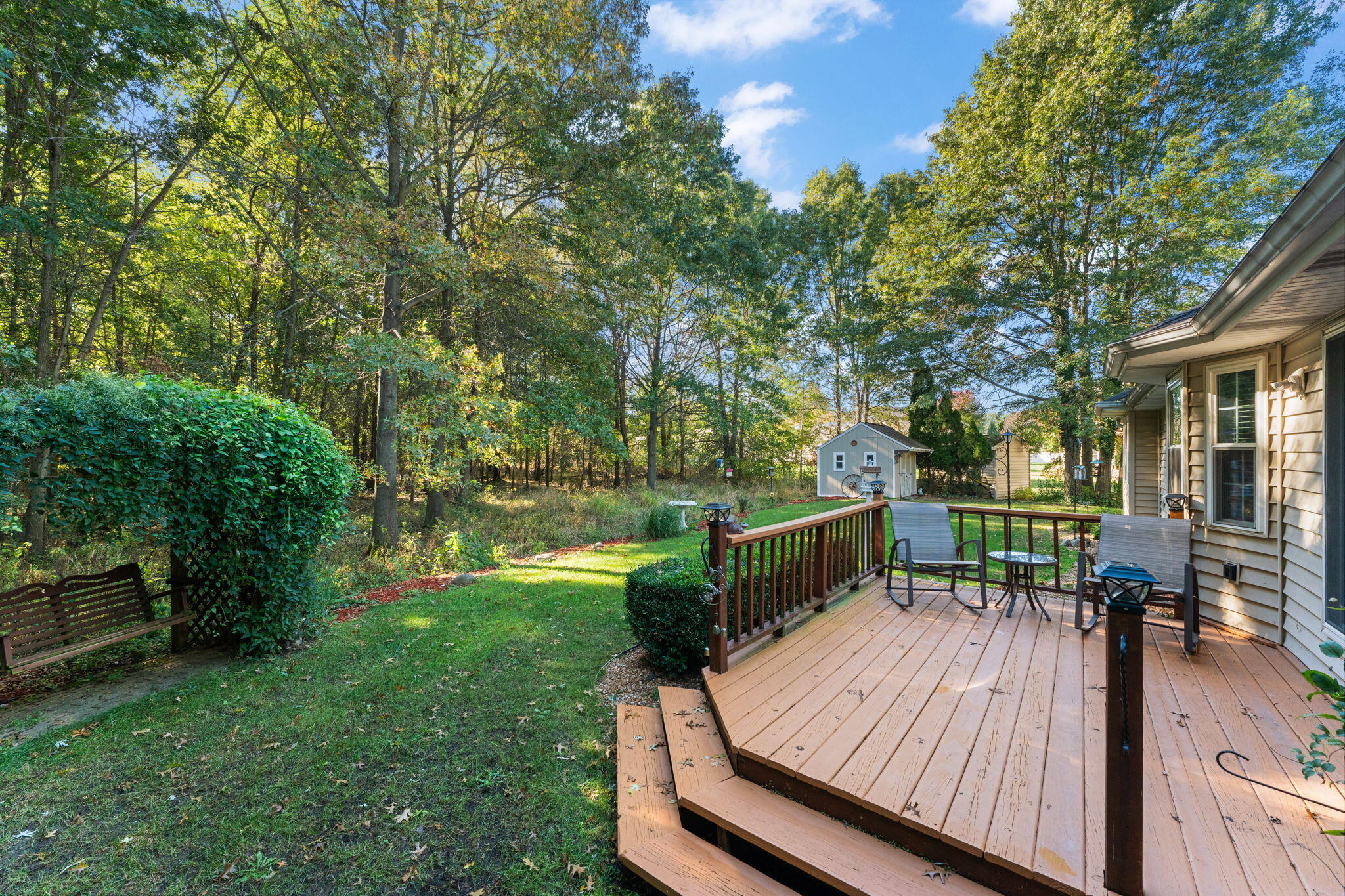 3431 Drivers Way Chesterton, IN 46304 - Photo 17 of 31 a view of balcony with wooden floor and outdoor seating