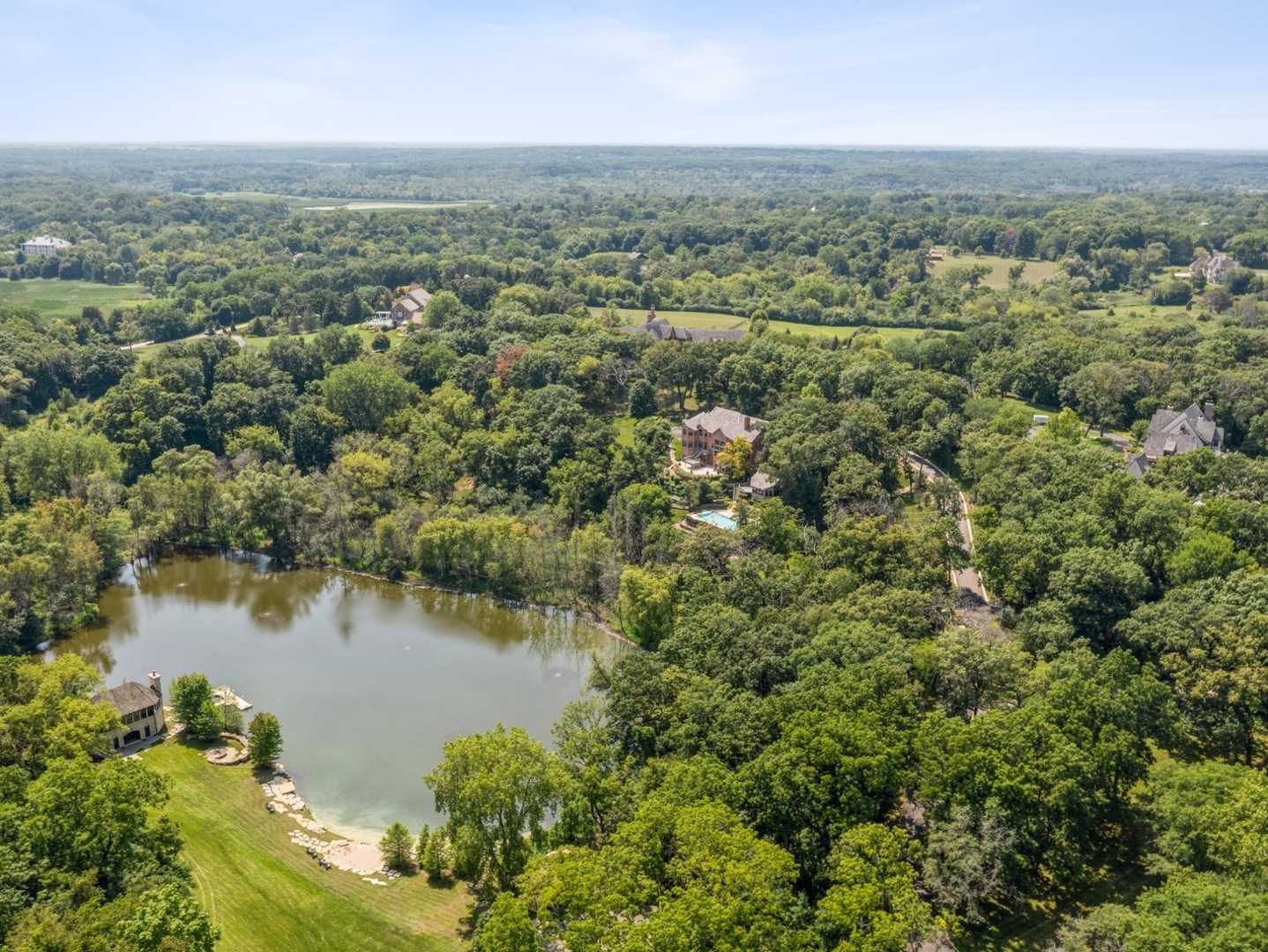 33 Brinker Road Barrington Hills, IL 60010 - Photo 36 of 43 an aerial view of residential houses with outdoor space and lake view