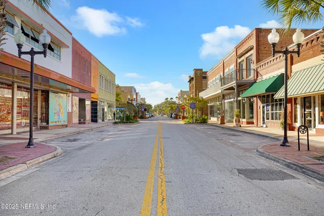 a view of a building with a street