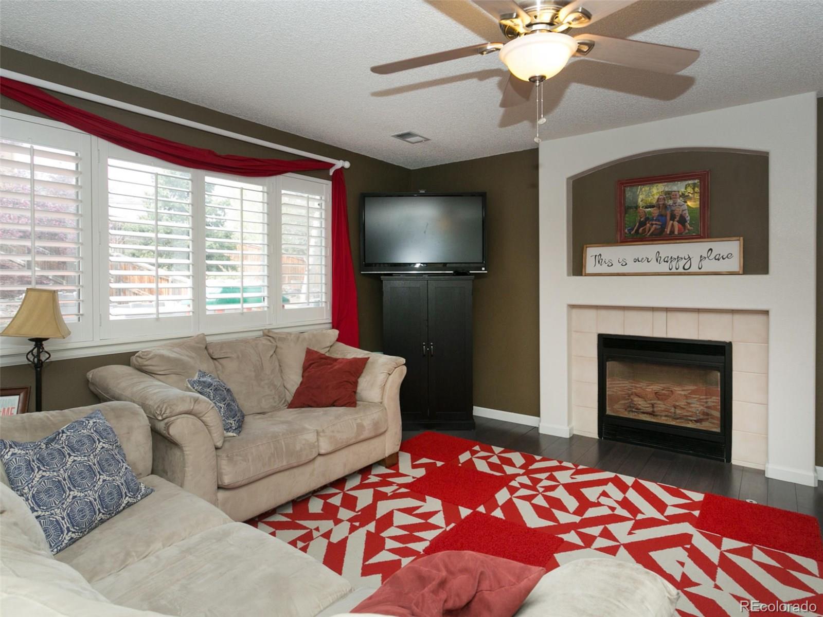 9565 South Castle Ridge Circle Highlands Ranch, CO 80129 - Photo 9 of 25 a living room with a couch and a fireplace