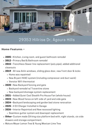 $995,000 | 29353 Hillrise Drive, Agoura Hills, CA 91301