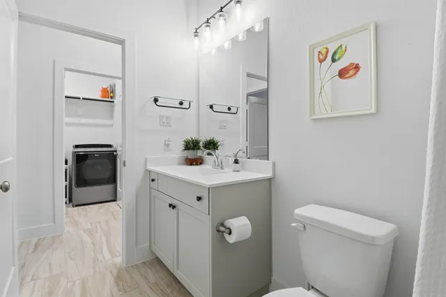 a bathroom with a bathtub