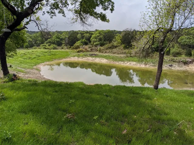 a view of a lake from a yard