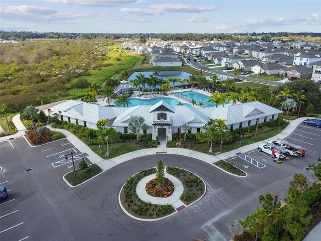 a view of a lake with houses