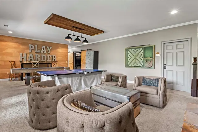 a view of a golf course with a lake