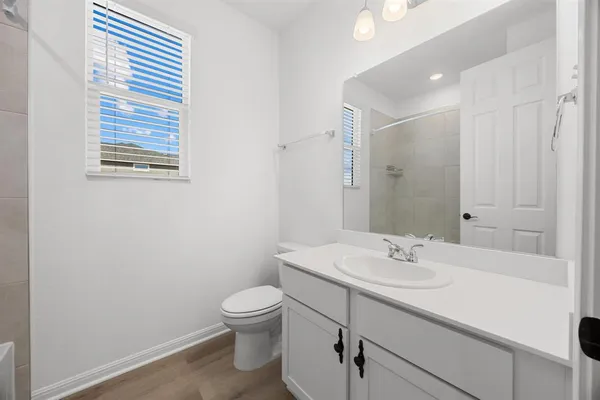 a bathroom with a sink toilet and vanity