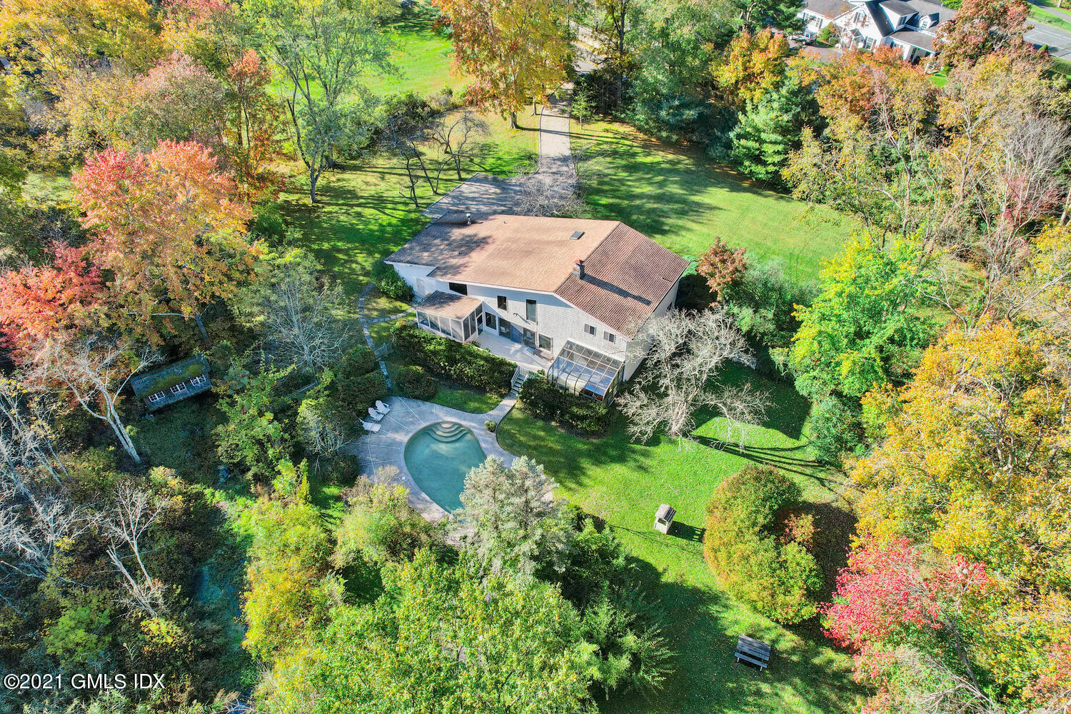 387 Stanwich Road Greenwich, CT 06830 - Photo 41 of 50 an aerial view of a house with yard outdoor and green space