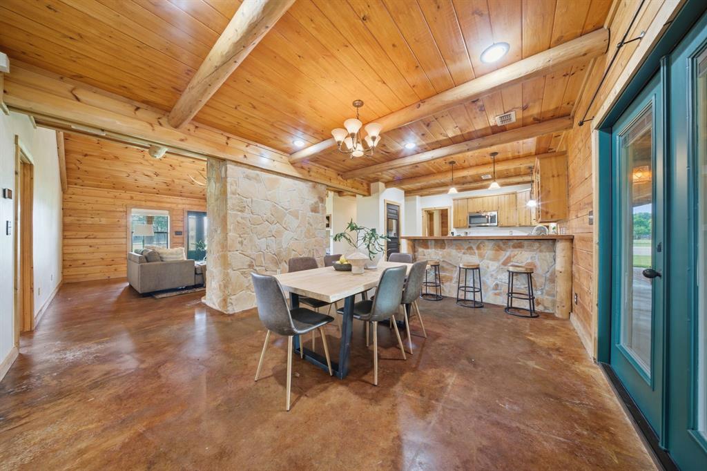 465 Emberson Ranch Road Pilot Point, TX 76258 - Photo 12 of 40 a dining room with furniture and a floor to ceiling window