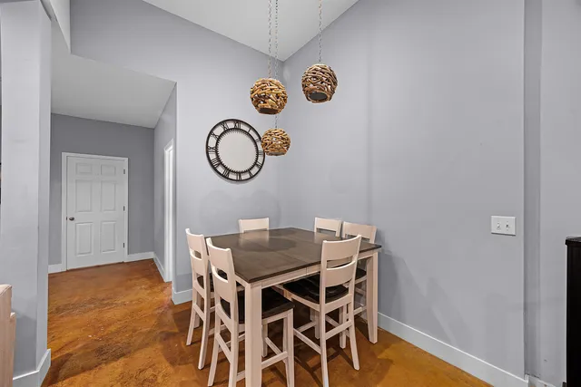 a table and chairs in a room