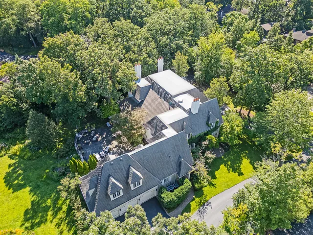 an aerial view of a house