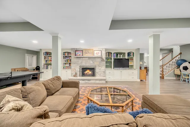 an aerial view of a house