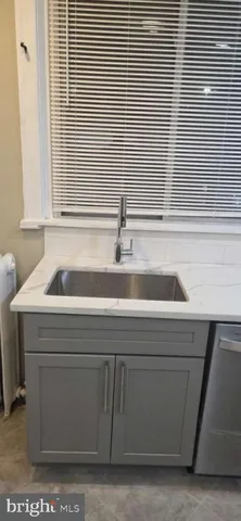 a close view of sink and cabinets