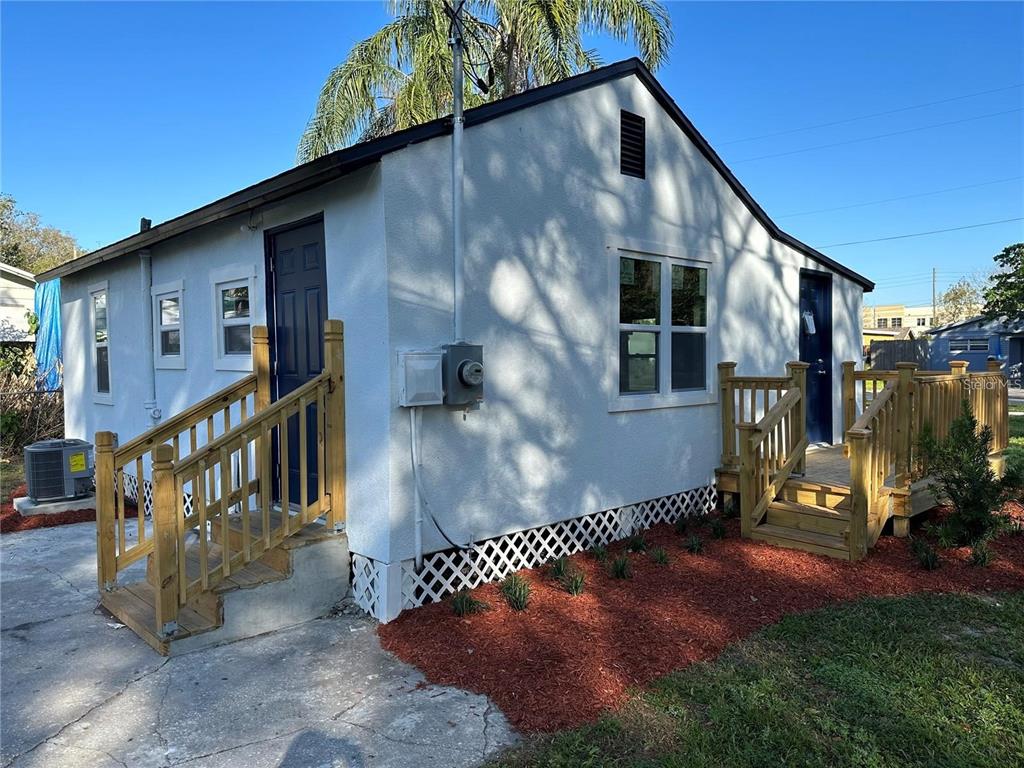 a view of backyard of house