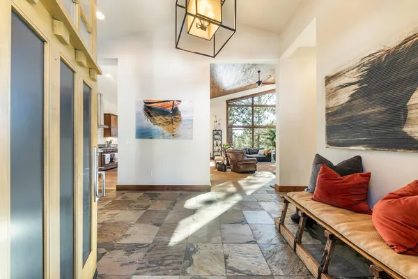 a living room with furniture