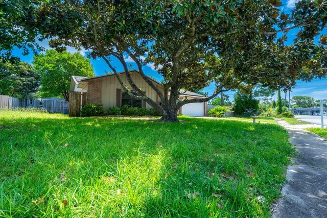 a view of house with backyard