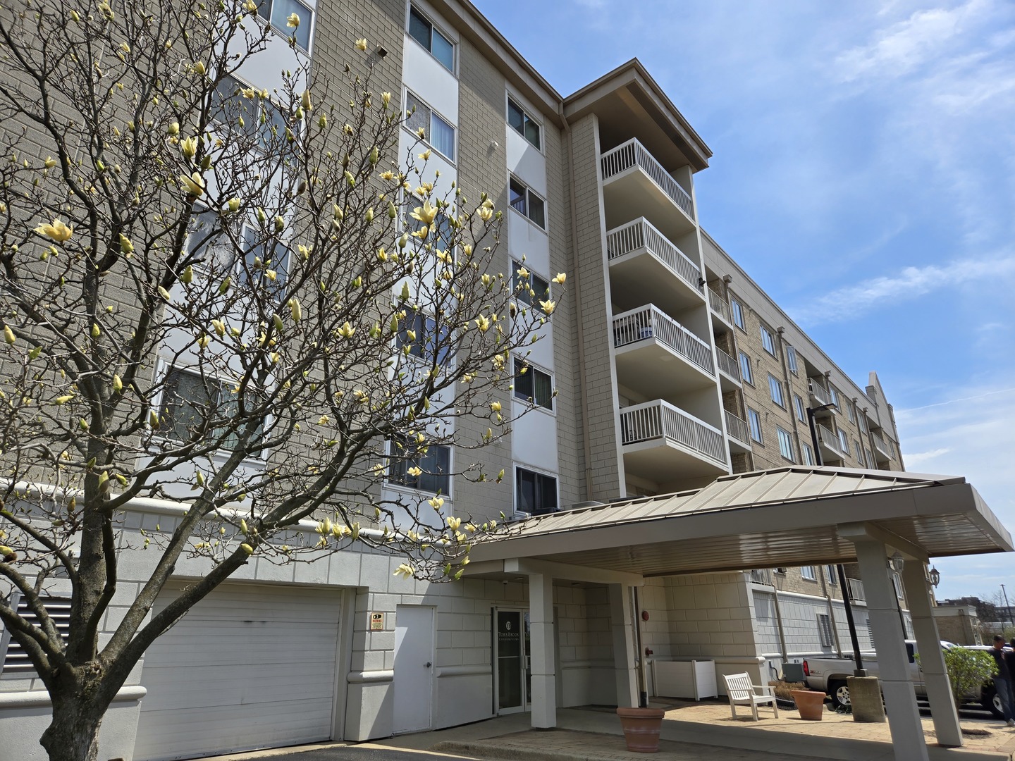 a front view of a building