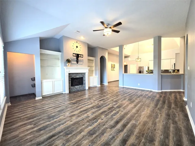 a view of a livingroom with a fireplace