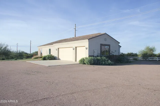 a view of a dry yard with trees