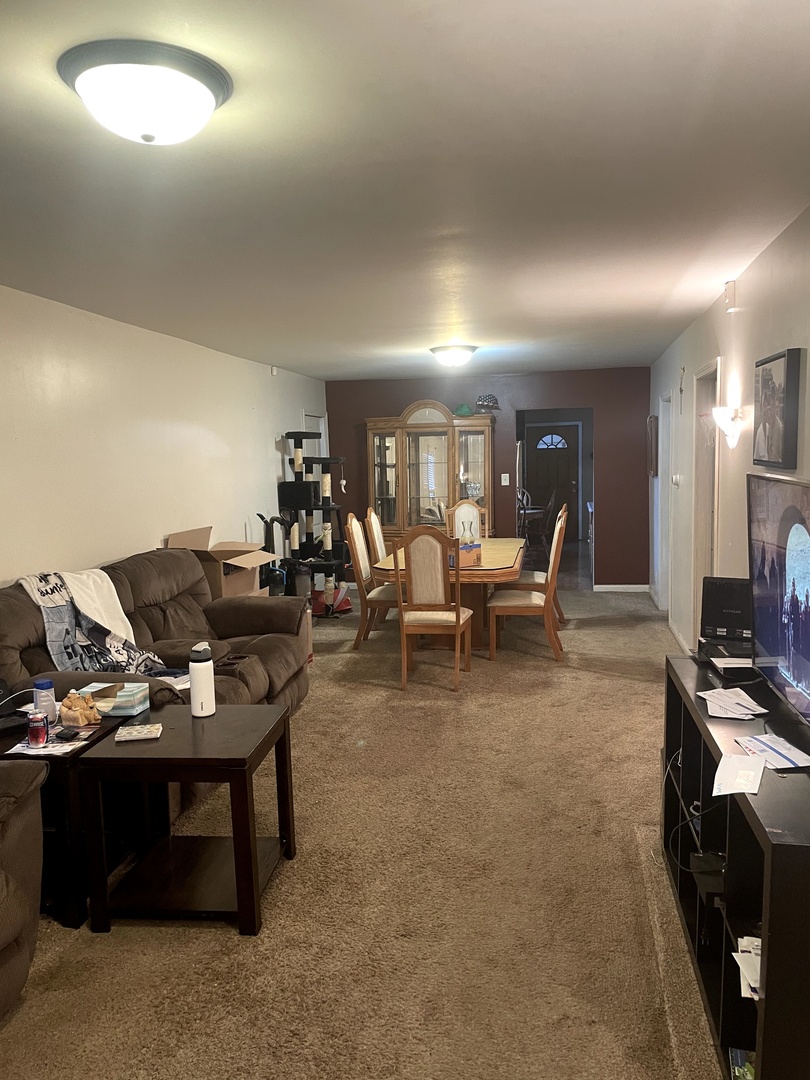 9803 West 57th Street Countryside, IL 60525 - Photo 3 of 13 a living room with furniture a flat screen tv and white walls