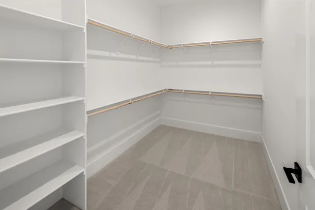 a view of an empty walk in closet