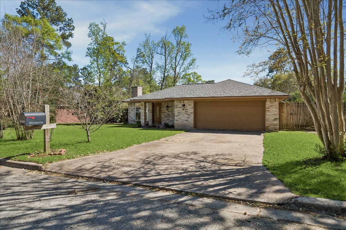 25732 Chestnut Lane Splendora, TX 77372 - Photo 3 of 27 Extended driveway with mature landscaping including plum, loquat, crepe myrtle, and raisin trees.
