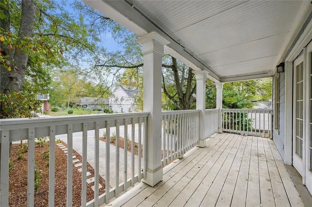 a view of wooden deck