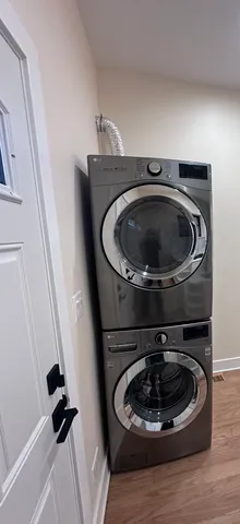 a utility room with a washer and dryer