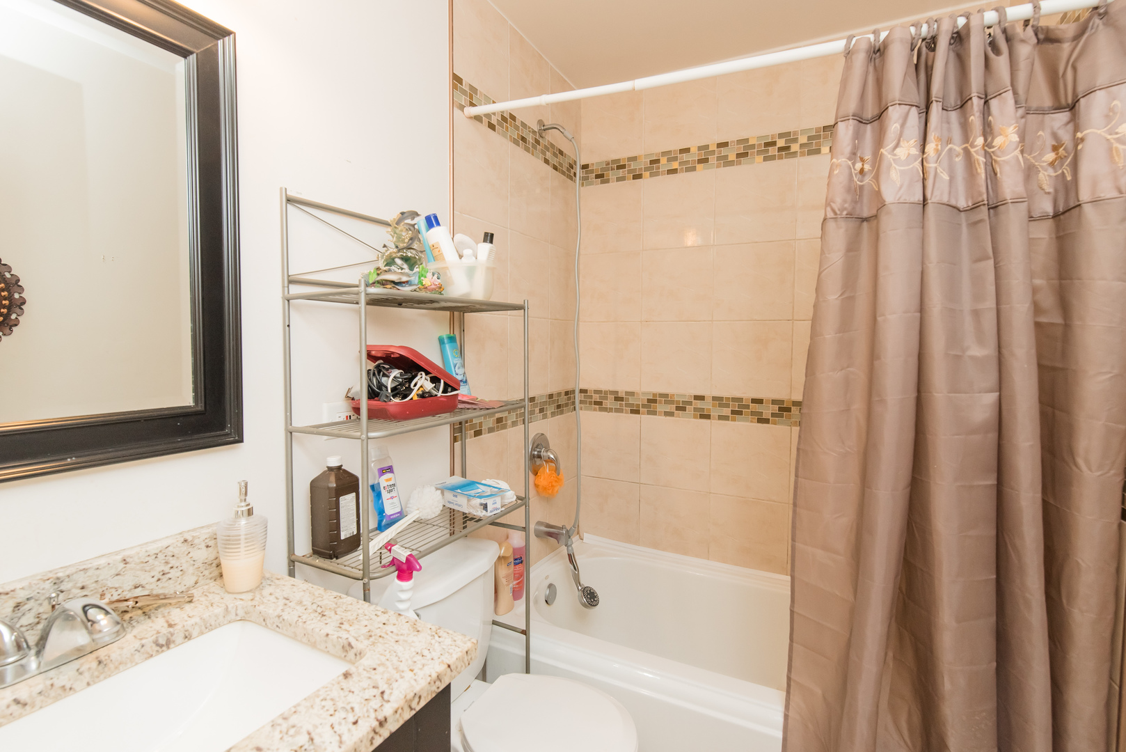 227 Rivers View Drive Carpentersville, IL 60110 - Photo 19 of 24 a bathroom with a granite countertop sink and a mirror