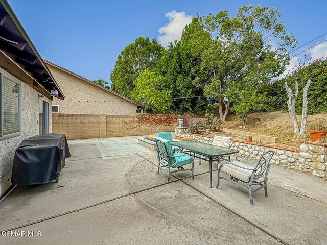 a view of backyard with swimming pool and furniture