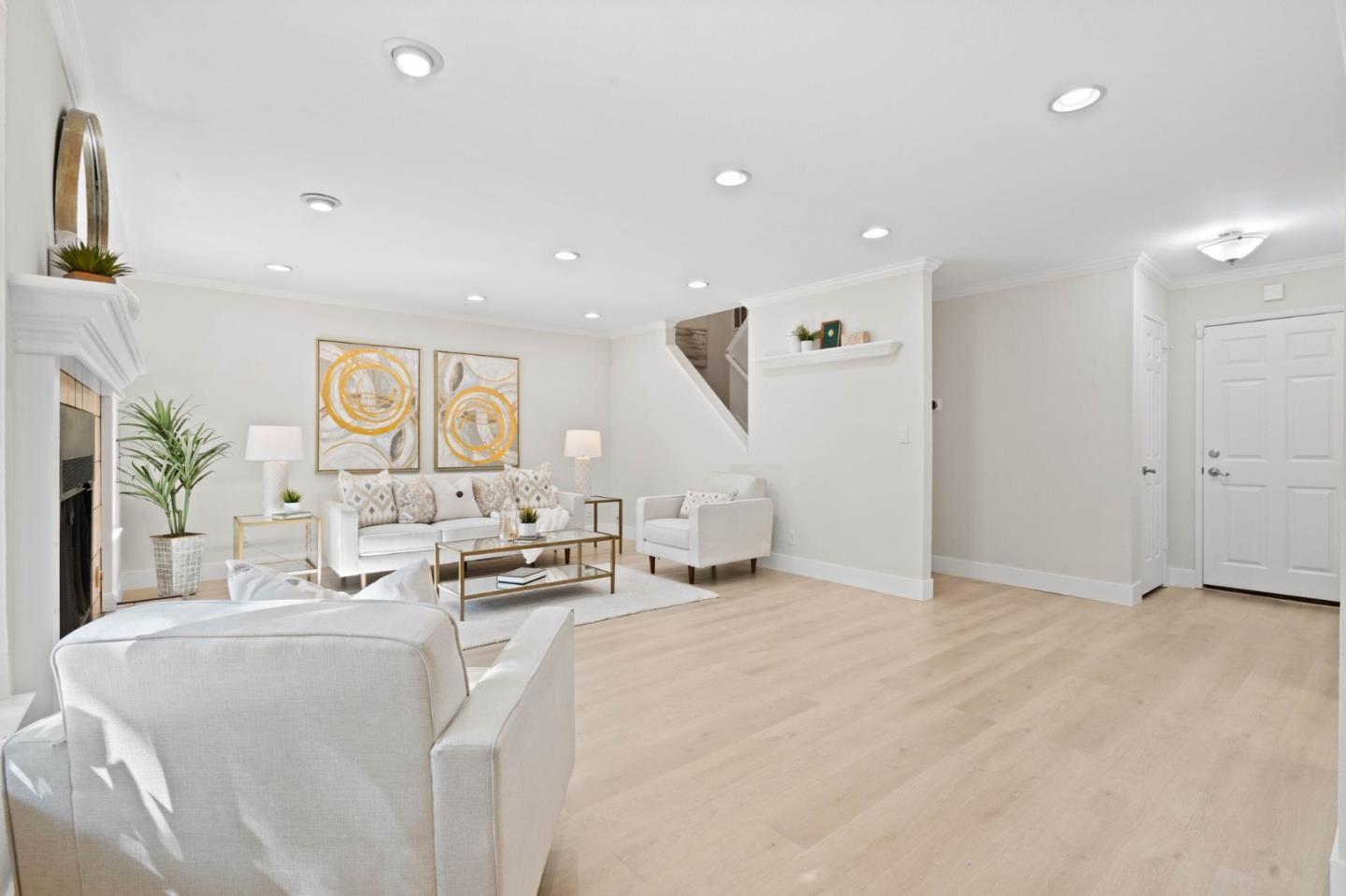 1165 Smith Avenue, Unit B Campbell, CA 95008 - Photo 11 of 46 a dining room with kitchen island furniture a window and a potted plant
