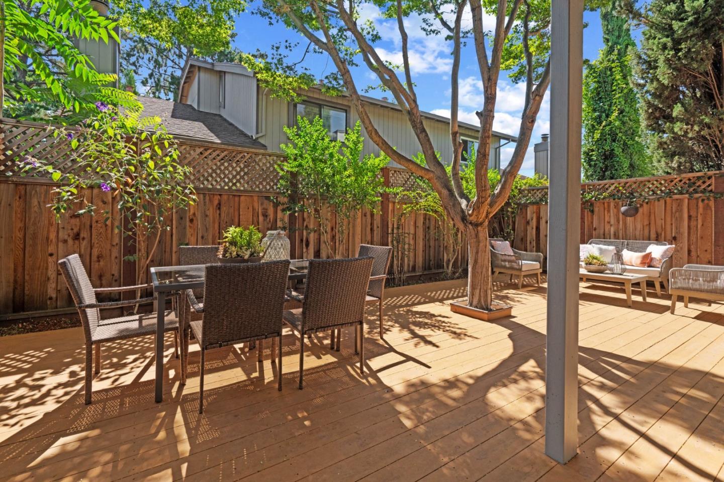 1165 Smith Avenue, Unit B Campbell, CA 95008 - Photo 43 of 46 a view of a patio with table and chairs and potted plants
