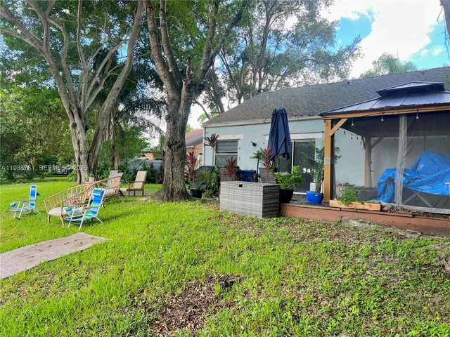 front view of a house with an outdoor space