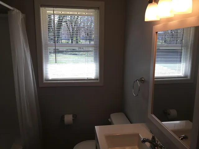 a bathroom with a bathtub