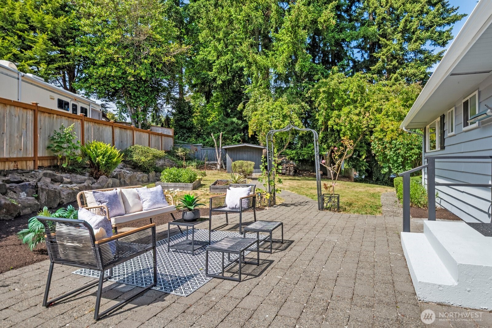 23908 80th Place West Edmonds, WA 98026 - Photo 32 of 40 a view of backyard with outdoor seating and plants