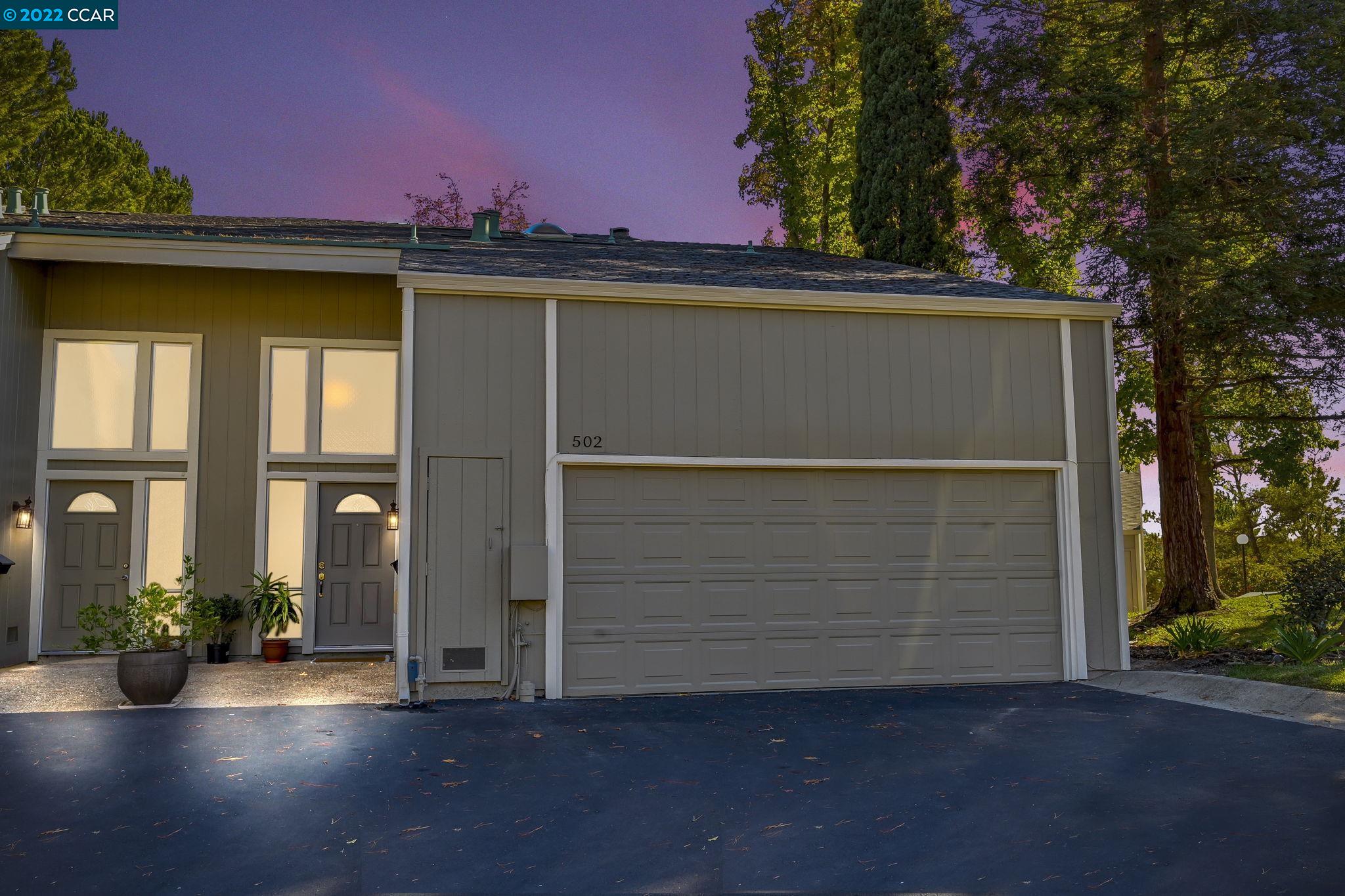 front view of a house with a garage