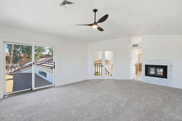 an empty room with windows