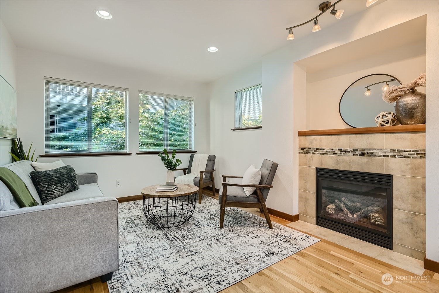 5935 California Avenue Southwest Seattle, WA 98136 - Photo 15 of 32 a living room with furniture a rug a fireplace and a window