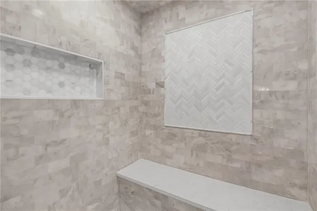 a bathroom with a bathtub