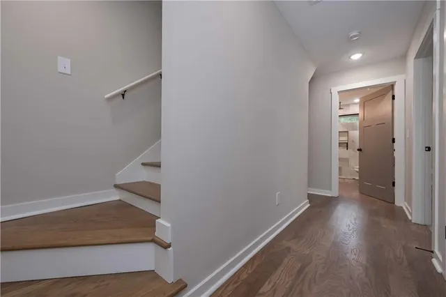 a view of entryway with wooden floor