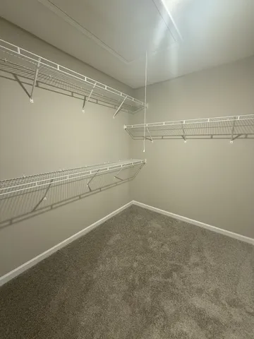 a view of a room with racks on the wall