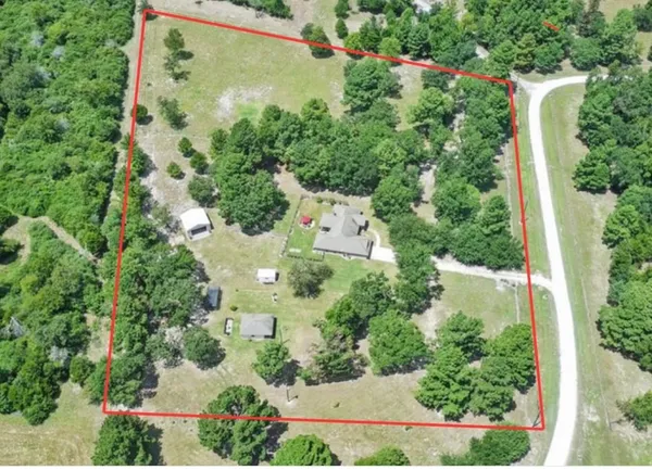 an aerial view of a house