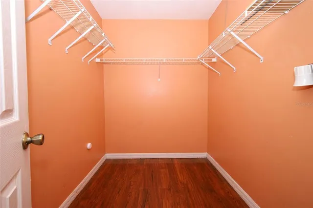 a view of a room with racks on the wall