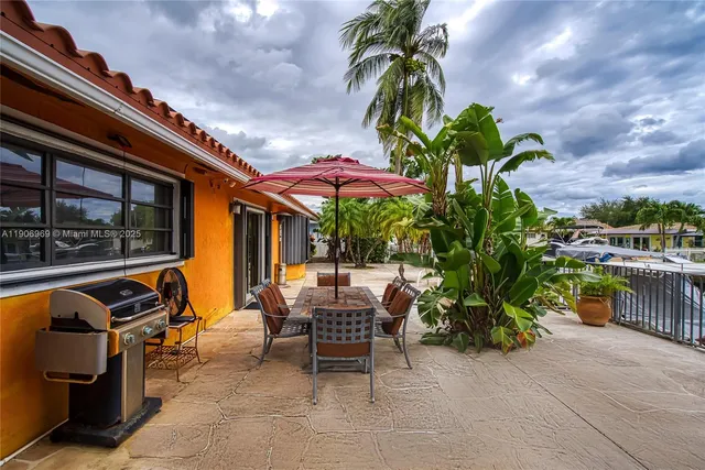 a view of a house with a patio