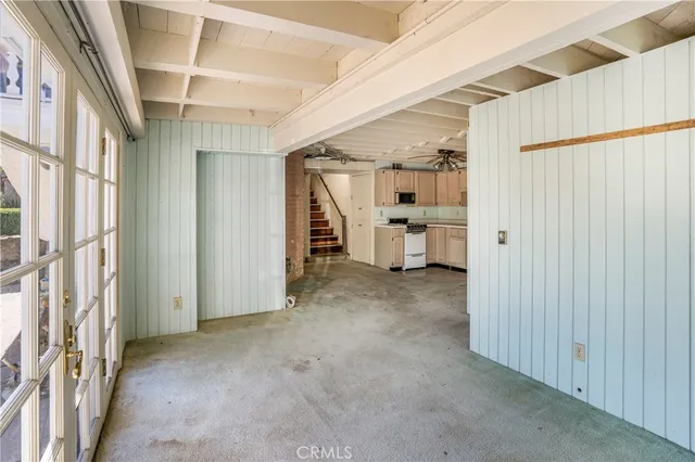 a view of a room with garage