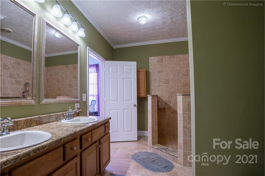 1117 North Ridge Road Hendersonville, NC 28792 - Photo 19 of 35 a bathroom with a granite countertop sink and a mirror
